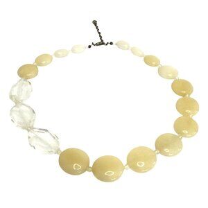 Carolee Yellow & Clear Natural Stone Beaded Necklace With Lobster Clasp